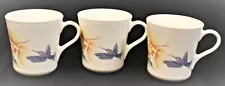 Corning USA Coffee Tea Cups Hummingbird Hibiscus Yellow Flowers Set of Three (3)