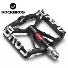 ROCKBROS Mountain Bike Pedals 9/16'' Aluminum Alloy Bearing Reflective Pedals