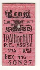 Railway ticket Cambodia, Night train 1967 (See Scan for details)