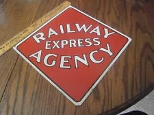 VINTAGE 11 X 11 RAILWAY EXPRESS AGENCY SIGN SIGNAL SIGNS COOL ESTATE FIND