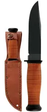 Ka-Bar 2225 Tactical Mark 1 Leather Handle Fixed Blade Knife with Leather Sheath