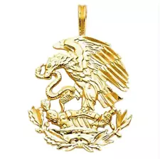 14K Gold Mexican Coat OF Arms Eagle Pendant