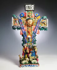 Vintage Peruvian Folk Art Christi Cross Crucifix by Nicario Jimenez