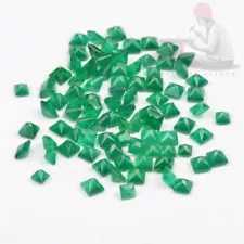 Natural Green Onyx 8mm Square Cut Untreated Loose Gemstone for sale 200 Pieces