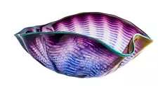 Dale Chihuly Large 15” Purple Seaform with Turquoise Lip Wrap Hand Blown Glass