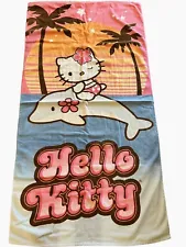 2007 Hello Kitty 30*X 60” Beach Towel 100% Cotton Sanrio Dolphin Hawaiian Y2K