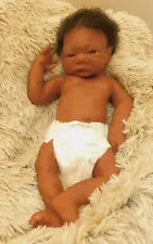 FBS Boo boo black baby boy 17" doll Ready to ship Full Body Silicone AA Jaden