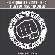 Punch a Nazi Decal for Cars, Trucks, Laptops, Anti-Nazi Decal, Political Decal