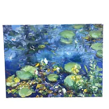 Original Artwork 12”x16” Oil On Canvas Lily Pads By Tadeusz Seidel