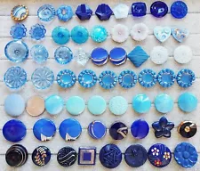 282 Vintage Blue Glass Buttons: Czech, Painted, Luster, Faceted, Molded, Sets