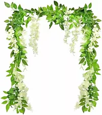 2Pcs Artificial Wisteria Vine Garland Foliage Plants Trailing Flowers Home Decor