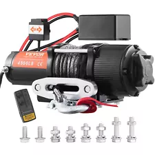 VEVOR Electric Winch 12V 4500lb Vehicles Winch IP 55 Nylon Rope Handheld Remote