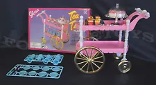 NEW GLORIA DOLL HOUSE FURNITURE SIZE TEA CART+ 4 Servings PLAYSET For Barble