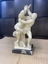 HERCULES AND DIOMEDES ART CLASSIC ROMAN GREEK STATUE MARBLE BASE MADE IN ITALY