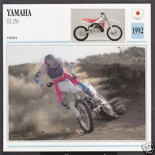 1992 Yamaha YZ250 YZ-250cc (249cc) Japan Dirt Bike Motorcycle Photo Spec Card