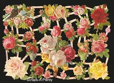 German Embossed Victorian Style Scrap Die Cut -Colorful Rose Flowers EF7234