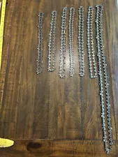 Lot of 7 used chainsaw chains. Oregon, Stihl And Husky Different sizes