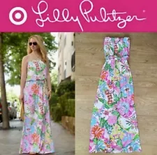 Lilly Pulitzer For Target Nosey Posey Floral Strapless Maxi Dress Womens Size XL