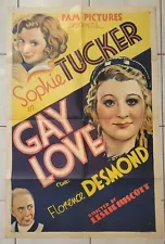 GAY LOVE ONE SHEET – SOPHIE TUCKER 1934 – STONE LITHO