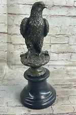 Signed Art Hawk Bird American Eagle Bronze Sculpture Figurine Figure Marble Sale