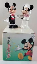 Disney Mickey Minnie Mouse Wedding Bride Groom Salt Pepper Shakers Cake Toppers