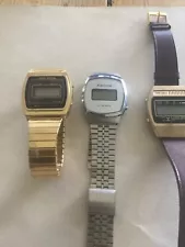 Collection of vintage 1970s or so digital watches.