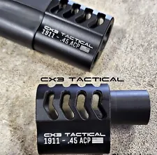 1911 Compensator Punisher Style Muzzle Brake For .45 ACP 9mm .38 Super Etc