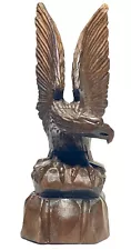 Beautifully Aged Hand Carved Iron Wood American Bald Eagle Sculpture Statue