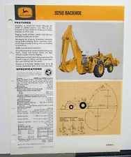 1969 John Deere 9250 Backhoe Specifications Construction Sales Brochure