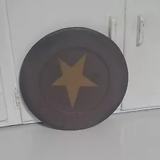 Wooden STAR Plate Rustic Burgundy and Gold 9 1/2" Lone Star.