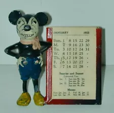 Mickey Mouse Deans Rag Book Cast Metal Fig Calendar Holder 3” Tall Germany 1930s