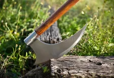 Medieval Executioner's Axe 26+" OA, Curved Blade Deadly 13+" Curved Cutting Edge