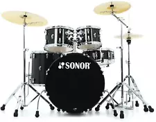 Sonor AQX Stage 5-piece Drum Set with Hardware Pack - Black Midnight Sparkle