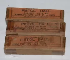 Lot of 3 Vintage 45 Pistol Ball M1911 Cartridge / Ammo Boxes Empty