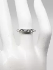 Estate $1500 5 Stone .50ct SI1 H Diamond 14k White Gold Wedding Band Ring