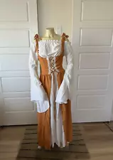 Medieval Dress Renaissance Peasant Gown w/ White Chemise 2pc Costume Ren Faire