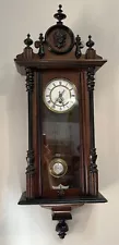 Antique German Carved Ornate Wood Wall 36” Hanging Clock R/A Regulator w/ Key