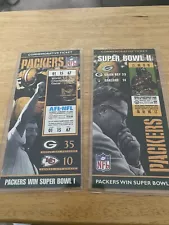 GREEN BAY PACKERS SUPER BOWL 1+2 COMMEMORATIVE TICKETS LIMITED TO 10,000 MADE