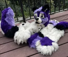 Purple Wolf Partial Fursuit- Head, Feetpaws, Handpaws, Tail