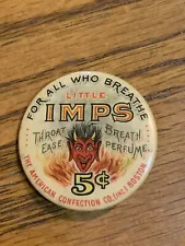 RARE 1920'S CELLULOID LITTLE IMPS CANDY PINBACK BREATH PERFUME DEVIL ADVERTISING