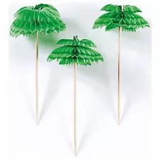 Palm Tree Cocktail Umbrella Tropical Hawaiian Food Drink Buffet Party Pick x 12