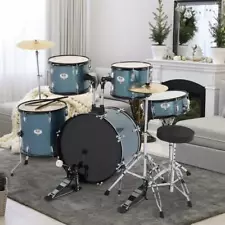 5-Piece Complete 22" x 16" Full Size Pro Adult Drum - Remo Heads, Brass Cymbals