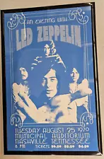 Led Zeppelin 1970 Nashville Concert Poster 11 X 17 Framed