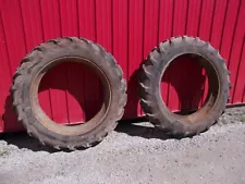 12.4 x 38" Good Year Traction Torque tires on IH H M SH tractor rims JD A B G