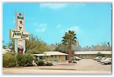 c1950's Indio Travel Lodge Hotel & Restaurant Signage Entrance Indio CA Postcard