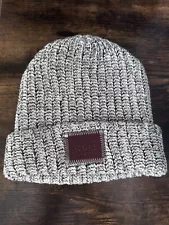 Love Your Melon Beanie Hat Cuffed Cotton Knit Cream Color Logo Patch NEW Unisex