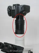 Zooming Olympus Microscope Adapter Tube for Nikon, Canon, Sony DSLR cameras.