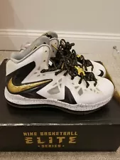 Lebron 10 Elite Black Gold - Sz 9.5, new with box, +1 spare laces included