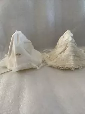 Antique Baby Bonnet Cream Designer Lace Set 2 Newborn To 3 Month Christening