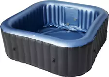 Inflatable Hot Tub Jetted Square 6 Person Spa Portable Heat Black Plug And Play